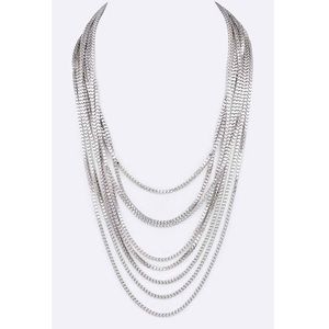 Gold Multi Layered Chain Statement Necklace